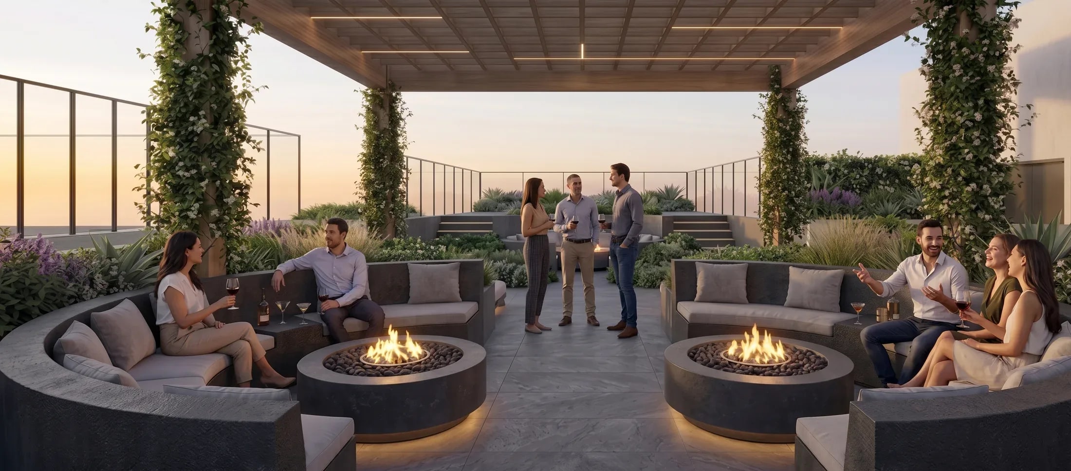 Villaggio fire pit rooftop